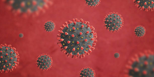 coronavirus-virionen greifen zellen an. konzept einer gefährlichen virusepidemie - konzepte fotos stock-fotos und bilder