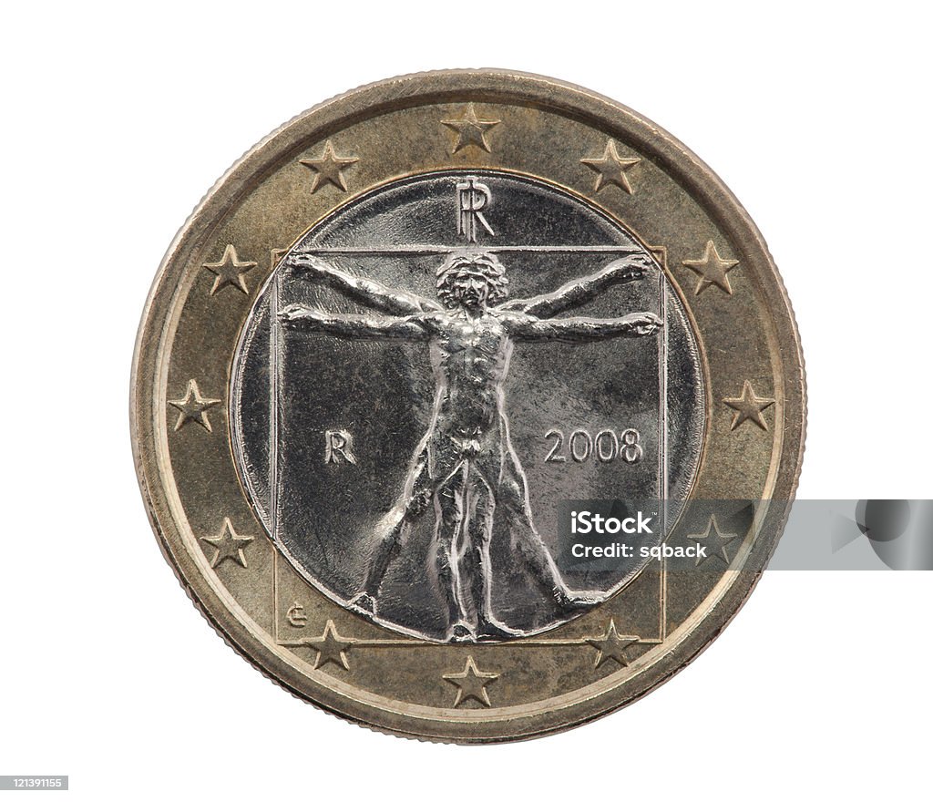 Italian one Euro with clipping path  Anatomy Stock Photo