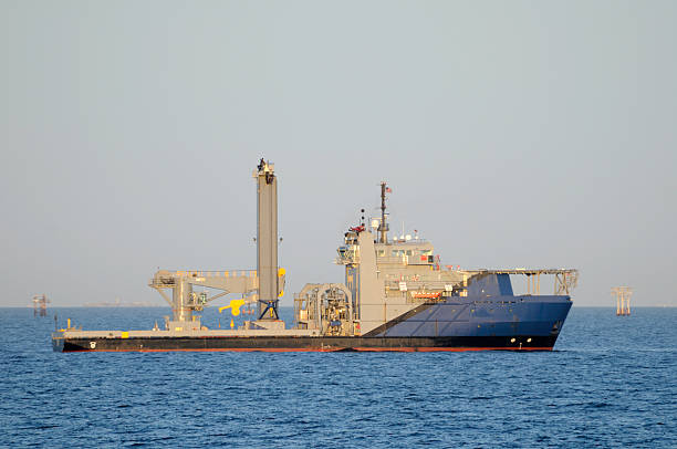 istock Subsea work vessel with knuckle crane and lift tower 121391200