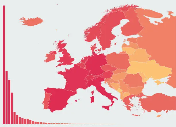 Vector illustration of Coronavirus in Europe