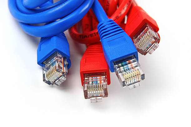 UTP network cables A shot of UTP network cables. Studio shot. Data Network Hardware Concept. RJ45 connectors. broadband isp stock pictures, royalty-free photos & images