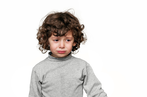 Sad Child Over White Background Stock Photo - Download Image Now - Child,  Sadness, White Background - iStock