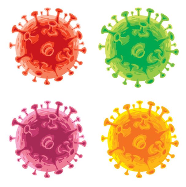 set von coronaviren - virus stock-grafiken, -clipart, -cartoons und -symbole