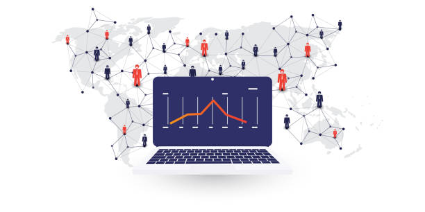 bildbanksillustrationer, clip art samt tecknat material och ikoner med corona virus pandemic inverkan på den globala verksamheten - statistics corona