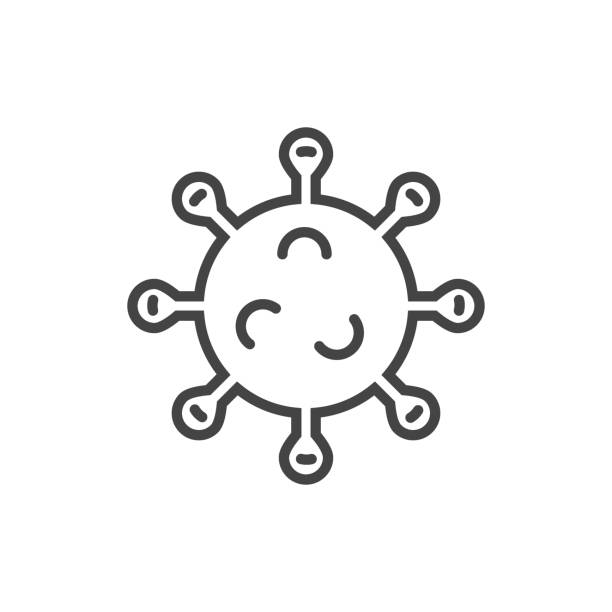 ilustrações de stock, clip art, desenhos animados e ícones de coronavirus icon. corona virus 2019-ncov. line icons isolated on a white background - microscop