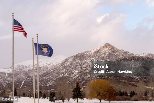 Winter Scene In Midway Utah Stock Photo - Download Image Now - Heber City, Utah, Utah State Flag