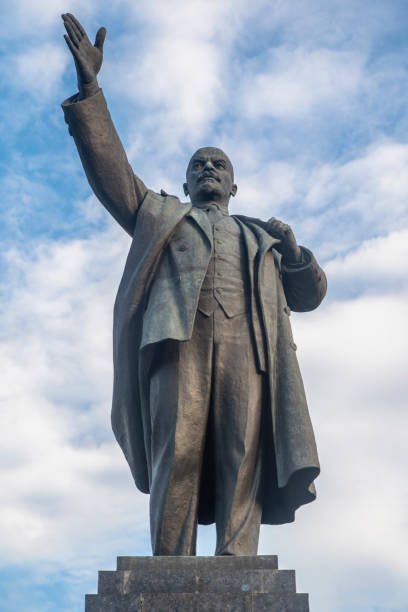 Irkutsk, Russia: Lenin Statue in Lenin Street Russia, Siberia: Irkutsk. Lenin Monument in Lenin street (Ulitsa Lenina) vladimir lenin photos stock pictures, royalty-free photos & images