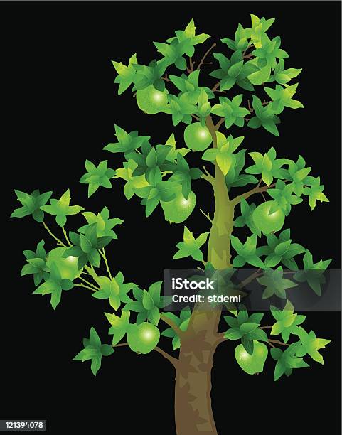 Apple Tree Stock Vektor Art und mehr Bilder von Baum - Baum, Schwarzer Hintergrund, Apfel