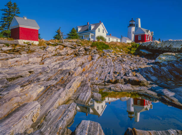 pemaquid point lighthouse maine - pemaquid peninsula lighthouse maine pemaquid point stock-fotos und bilder