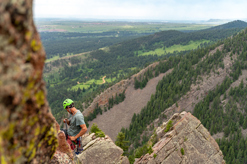 Rock climbers in Eldorado Canyon take the steep classic route \