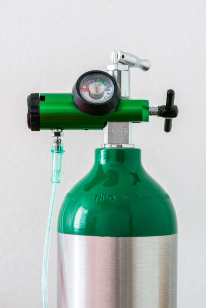 Detail of an oxygen pressure gauge stock photo
