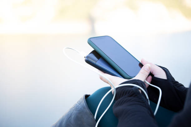 istock Mobile phone was charged by power bank. 1213942125