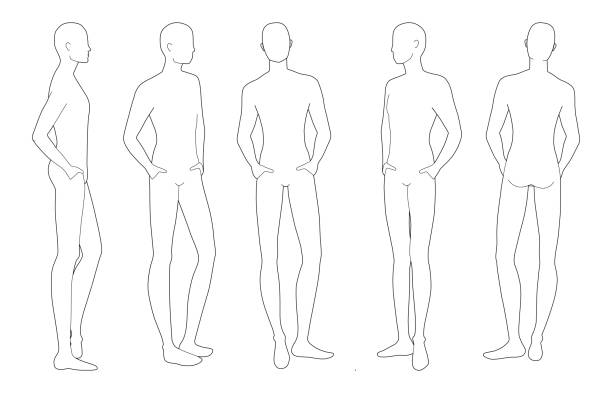 istock Fashion template of relaxing stand men 1213942292