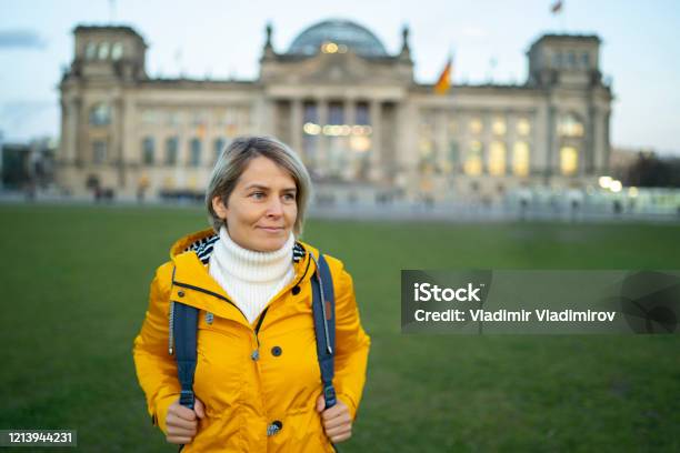 Tourist Woman In Berlin Stock Photo - Download Image Now - Germany, National Landmark, Lifestyles