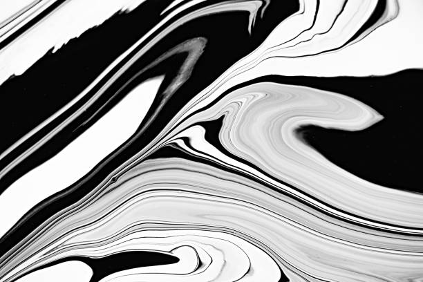 istock Monocolor alcohol ink marbling raster background. Liquid waves and stains minimalistic illustration. Black and white abstract fluid art. Acrylic and oil paint flow monochrome contemporary backdrop. 1213945803