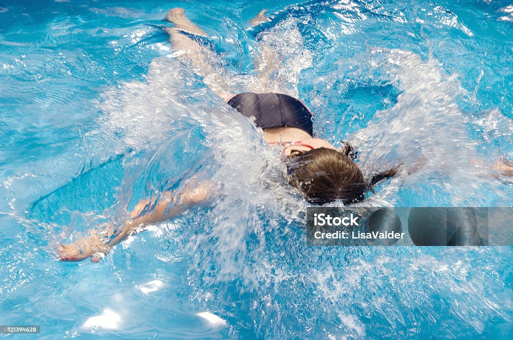 Young Swimmer  Belly Flop Stock Photo