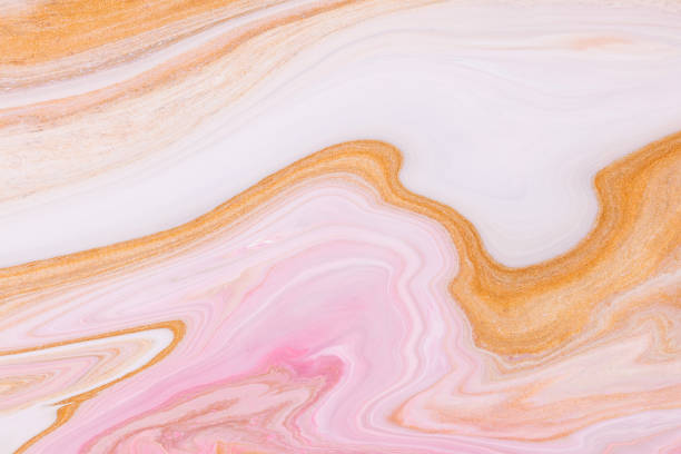 istock Fluid art texture. Abstract backdrop with iridescent paint effect. Liquid acrylic artwork with beautiful mixed paints. Can be used for interior poster. Golden, pink and white overflowing colors. 1213946741