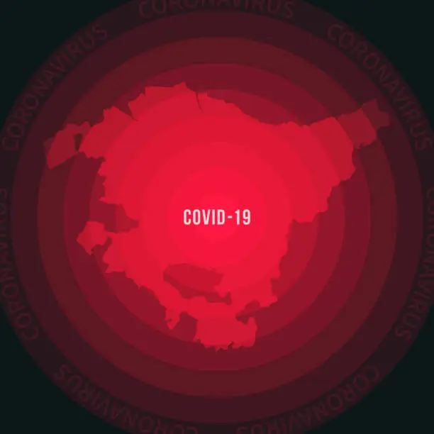 Vector illustration of Basque Country map with the spread of COVID-19. Coronavirus outbreak