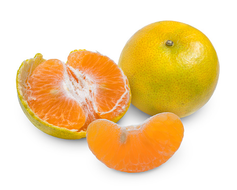 Fresh Tangerine Citrus on white with clipping path.