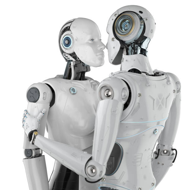 istock couple cyborg kiss 1213960871