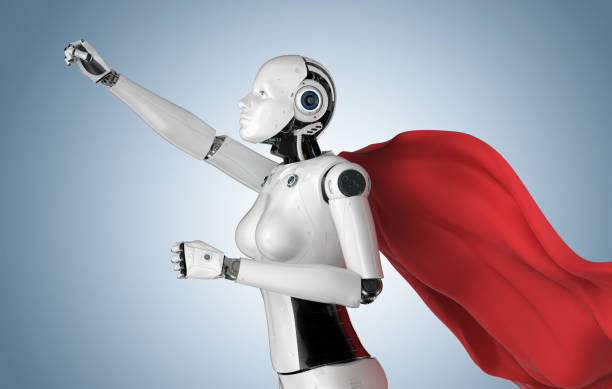 istock heroine cyborg with red cloak 1213960872