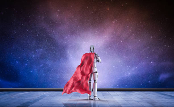 istock heroine cyborg with red cloak 1213960875