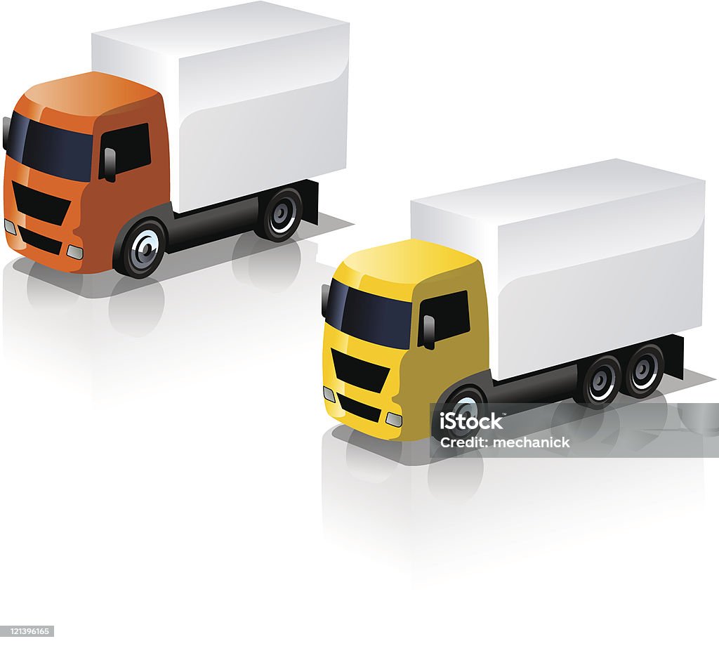 Ikony zestaw samochodów ciężarowych - Grafika wektorowa royalty-free (Ciężarówka)