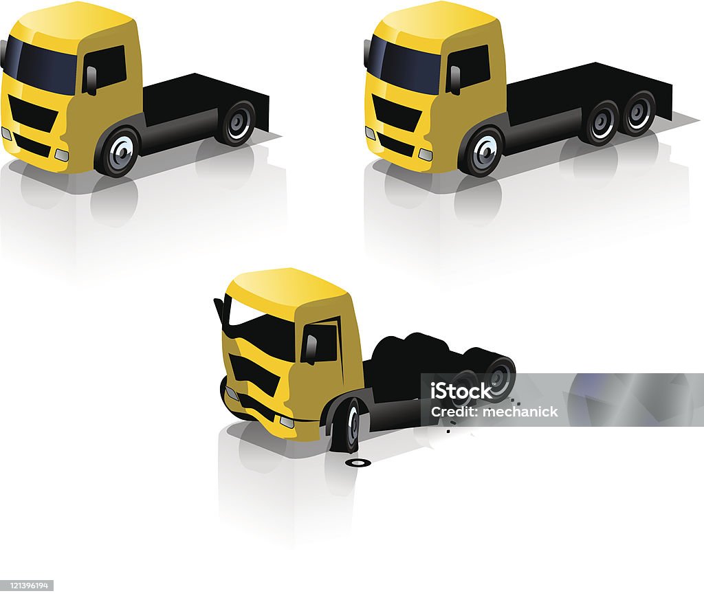 Ikony zestaw samochodów ciężarowych - Grafika wektorowa royalty-free (Ciężarówka)