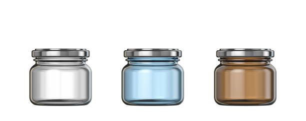 istock White, blue and brown small glass jars template 3D 1213964201