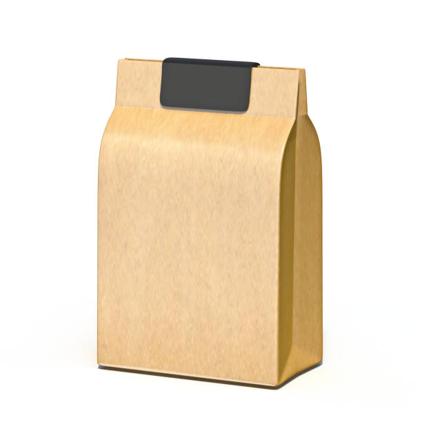 istock Brown paper carry bag with black label 3D 1213964215