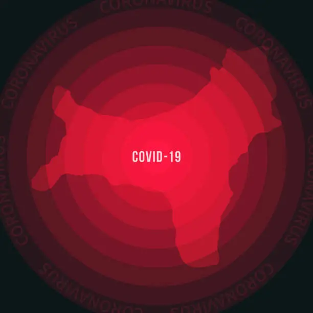 Vector illustration of Christmas Island map with the spread of COVID-19. Coronavirus outbreak