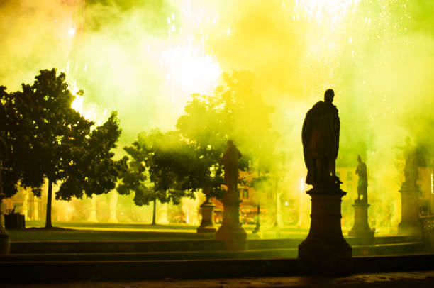 Fireworks at new year's eve in Padua, Italy