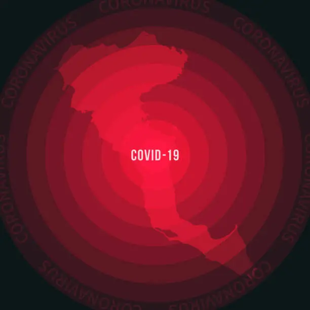 Vector illustration of Corfu map with the spread of COVID-19. Coronavirus outbreak