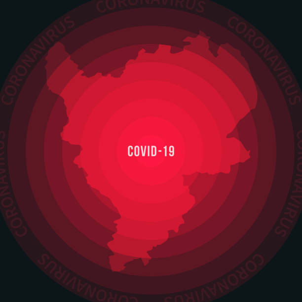 illustrazioni stock, clip art, cartoni animati e icone di tendenza di mappa delle east midlands con la diffusione del covid-19. focolaio di coronavirus - east midlands illustrations