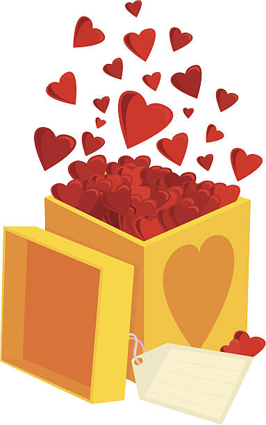 valentinstag-geschenk - white background valentines day box heart shape stock-grafiken, -clipart, -cartoons und -symbole
