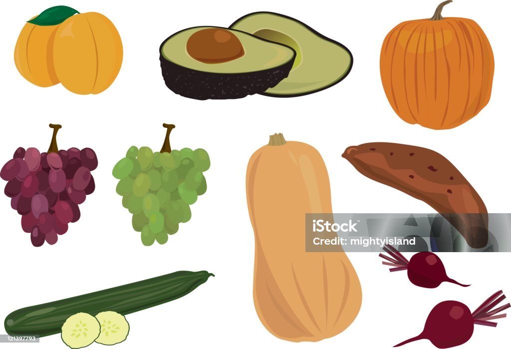 Frutas e legumes - Vetor de Abacate royalty-free