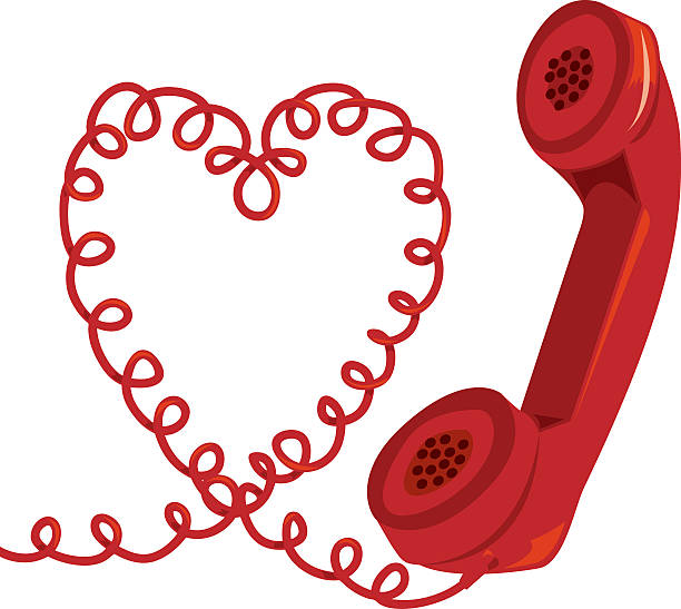 Heart Phone vector art illustration