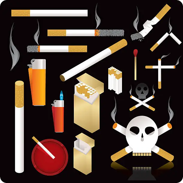 Vector illustration of Cigarettes and Smoking