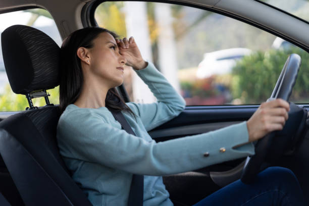 istock Thoughtful woman in a traffic jam 1213980380