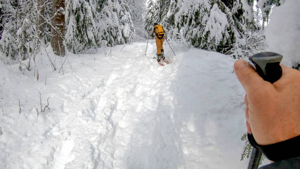 narciarze backcountry wznoszą się na górę - 16368 zdjęcia i obrazy z banku zdjęć