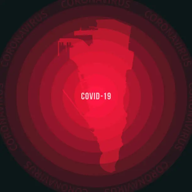 Vector illustration of Gibraltar map with the spread of COVID-19. Coronavirus outbreak