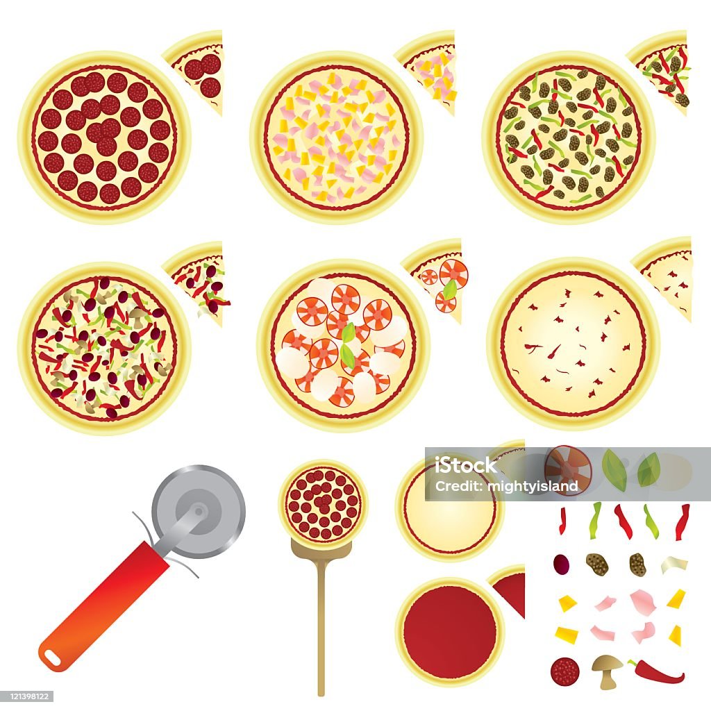 Las Pizzas - arte vectorial de Alimento libre de derechos