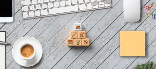 cubes with marketing symbols