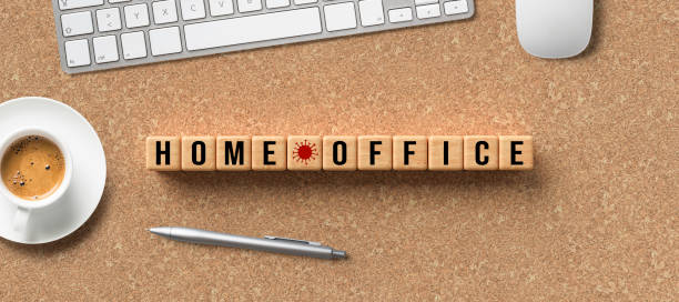 istock wooden blocks with text HOME OFFICE and a virus symbol 1213981514