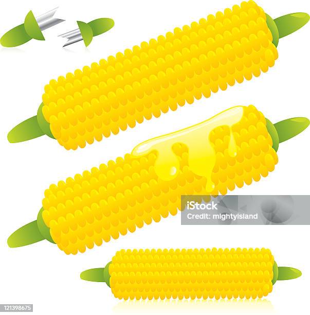Kolby Kukurydzy - Stockowe grafiki wektorowe i więcej obrazów Kolba kukurydzy - Kolba kukurydzy, Grafika wektorowa, Masło
