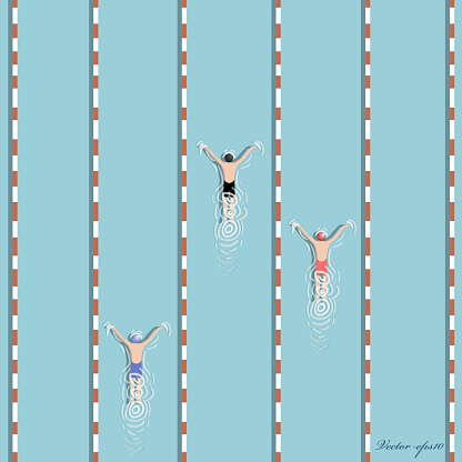 vector of swimmers are swimming in swimming pool,top view