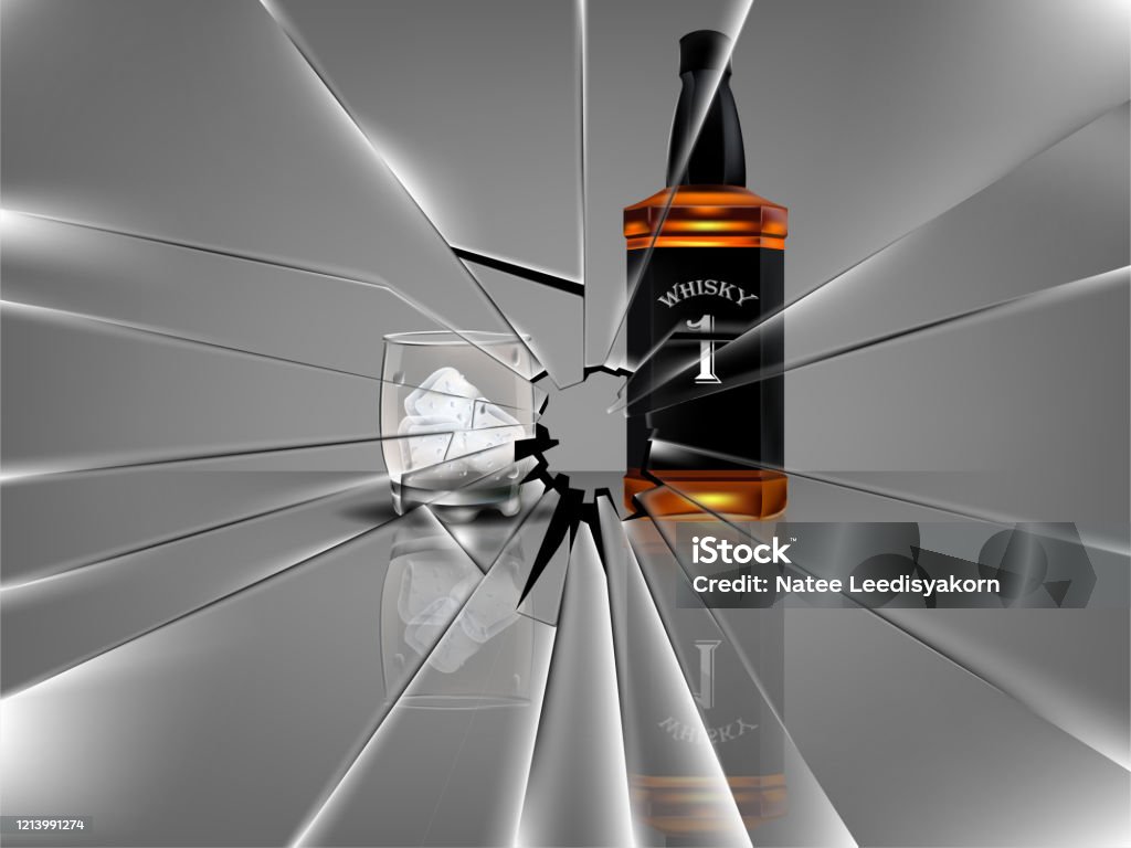 Chai Whiskey Đẹp Thực Tế Với Ly Whiskey Và Đá Tuyệt Đẹp Cảnh Kính ...