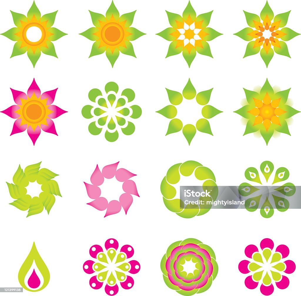 Icone di fiore - arte vettoriale royalty-free di Colore brillante