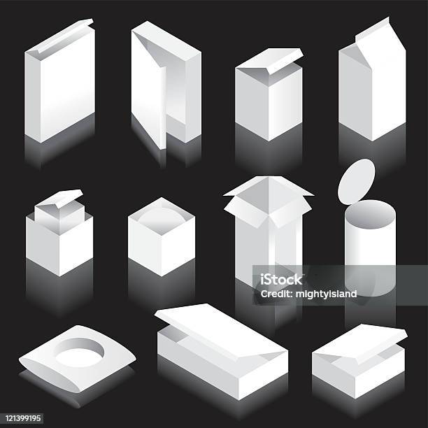 Vetores de Embalagem Espaços Em Branco Com Tampas e mais imagens de Caixa - Recipiente - Caixa - Recipiente, Modelo, Embalagem cartonada