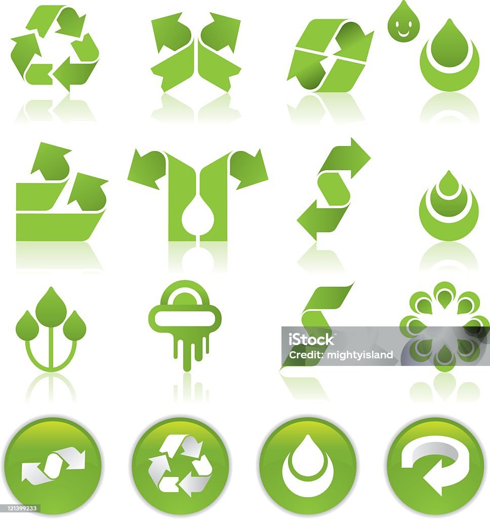 Icônes de recyclage - clipart vectoriel de Couleur verte libre de droits